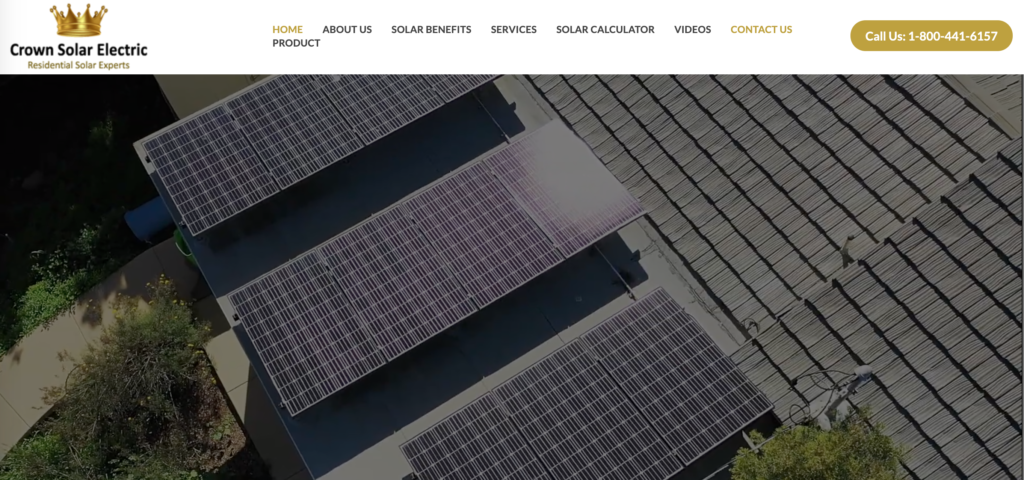 Crown solar electric website homepage
