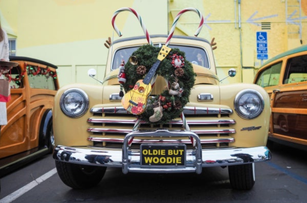classic car for Malibu Christmas Woodie Parade
