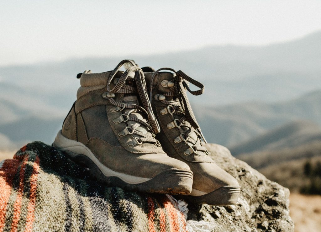 hiking shoes on rock