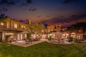Luxury Westlake Village home exterior at dusk, representing 2026 Westlake Village home prices