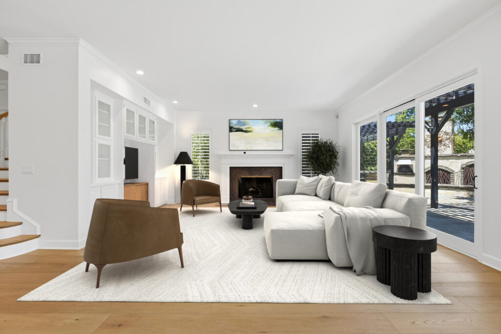 Bright, private living room interior in a Conejo Valley luxury home sold off-market