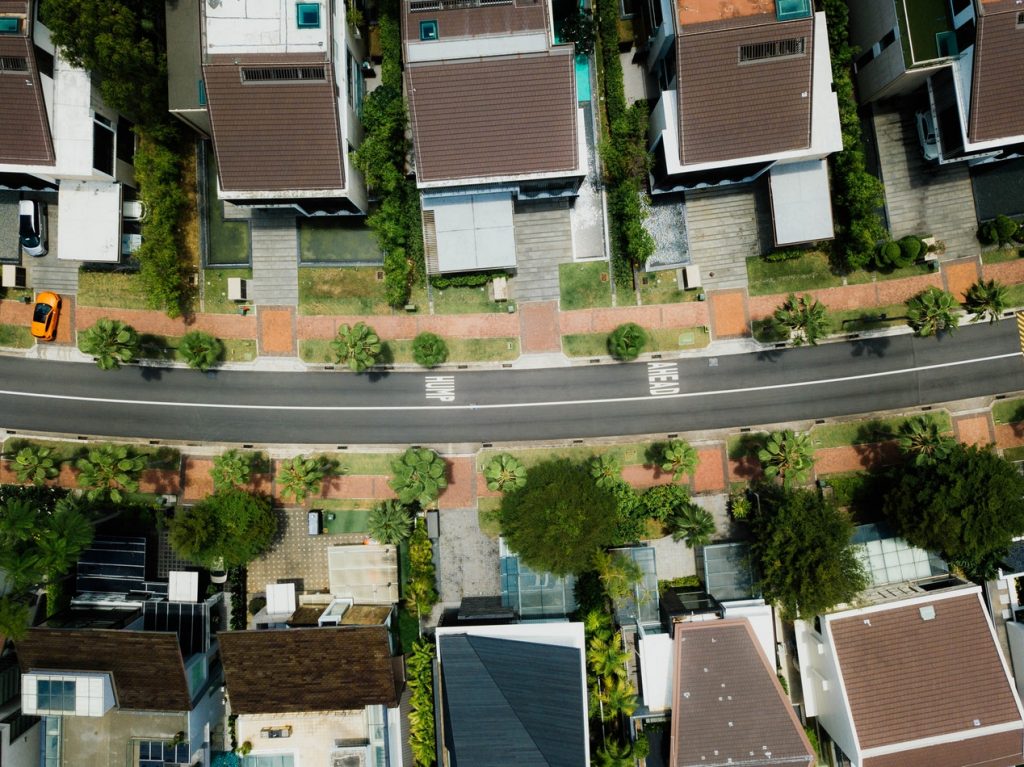 Drone view of conejo valley neighborhood