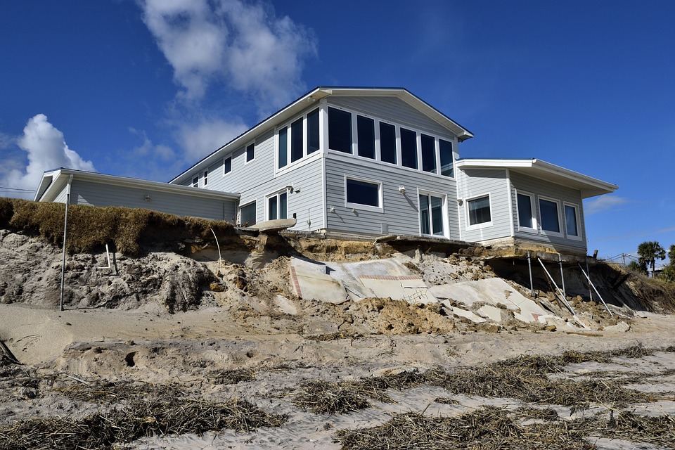 Damaged home in a landslide