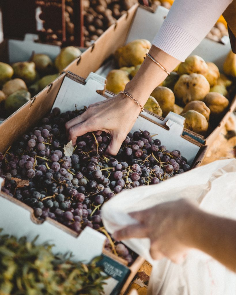 fresh grapes and fruit