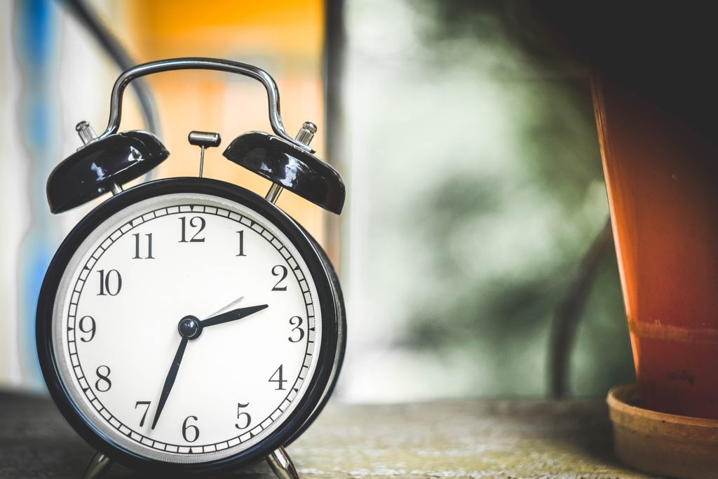 clock on table with time