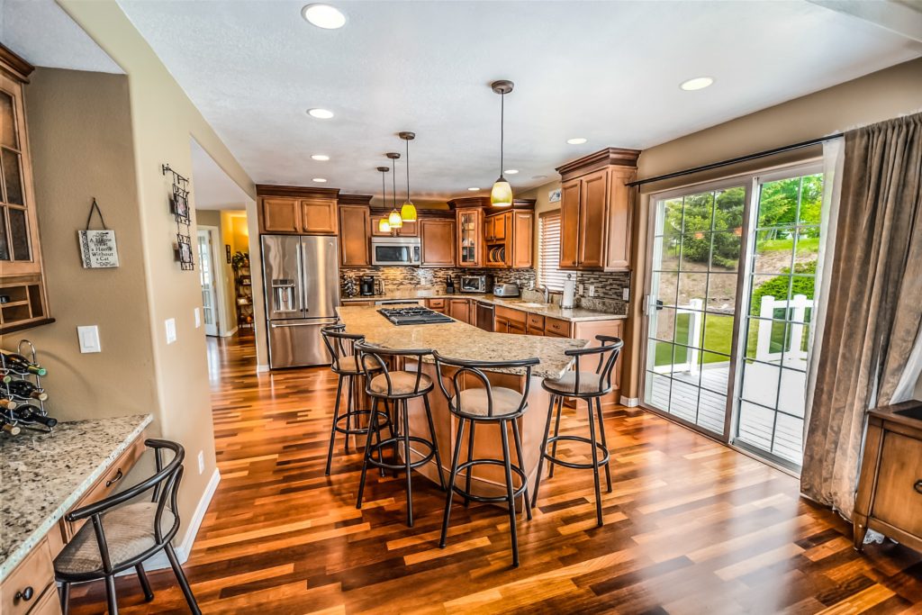 luxury kitchen with hardwood floors