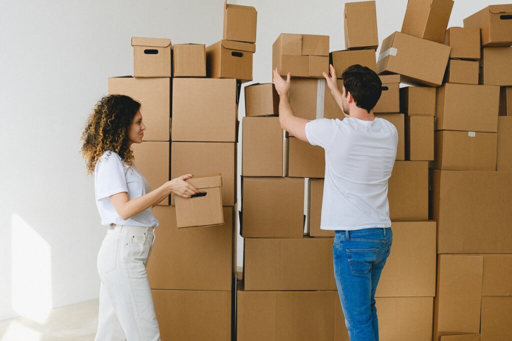 moving boxes in a home