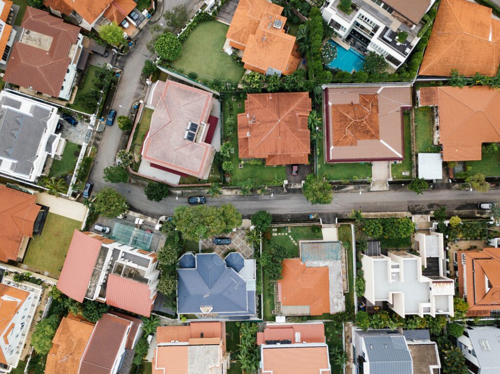 Arial shot of homes