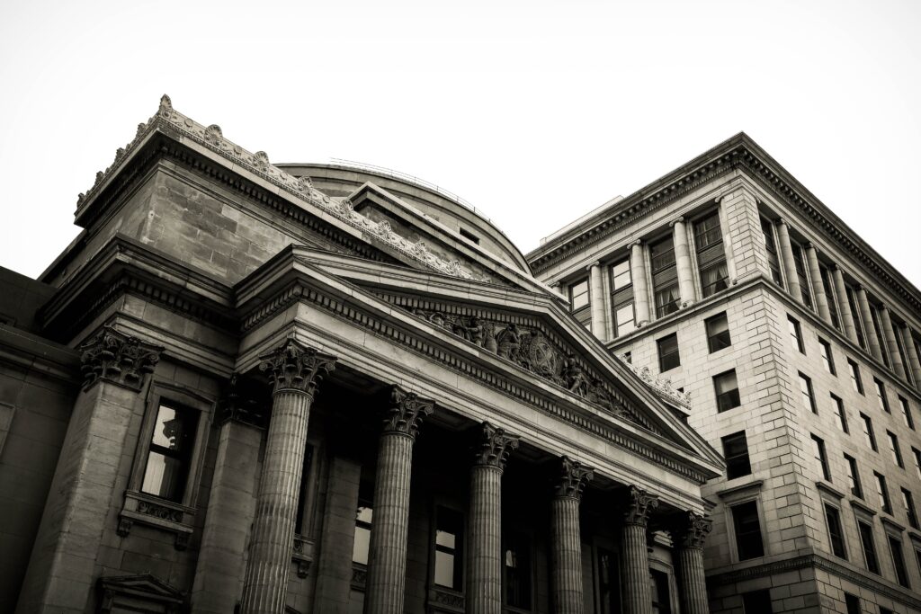 Front of a bank on wall street