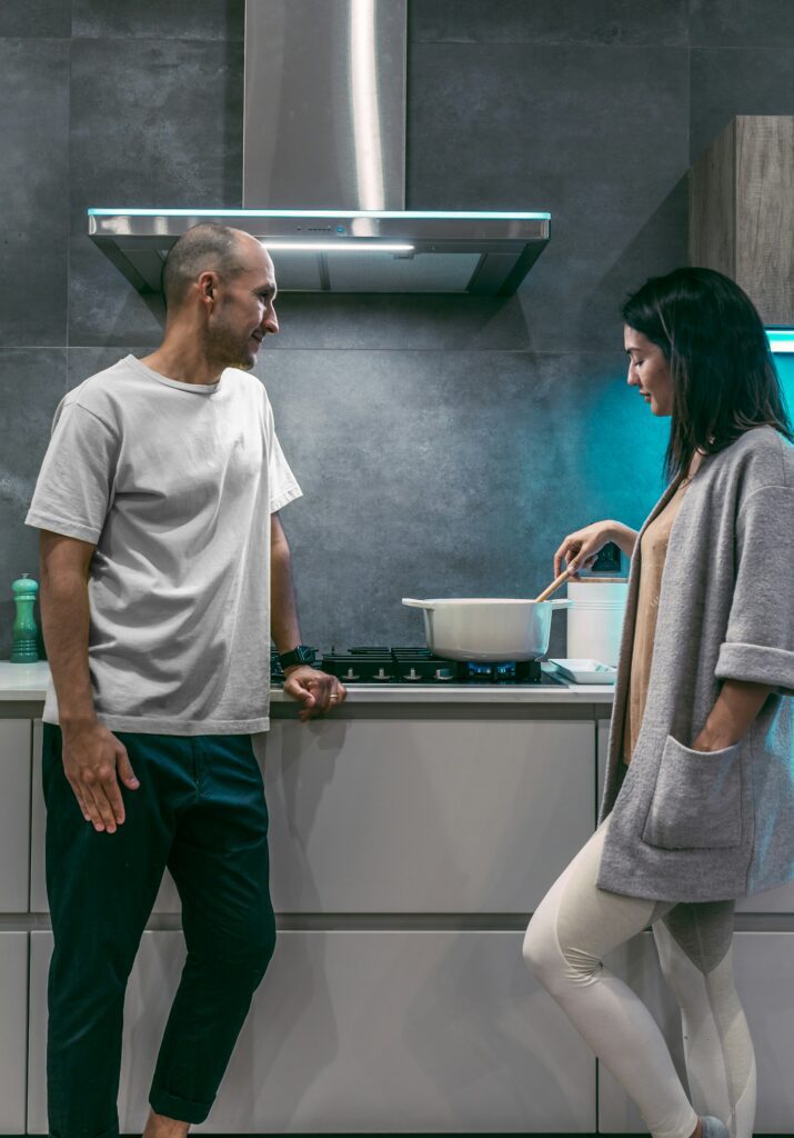 Gen X couple cooking