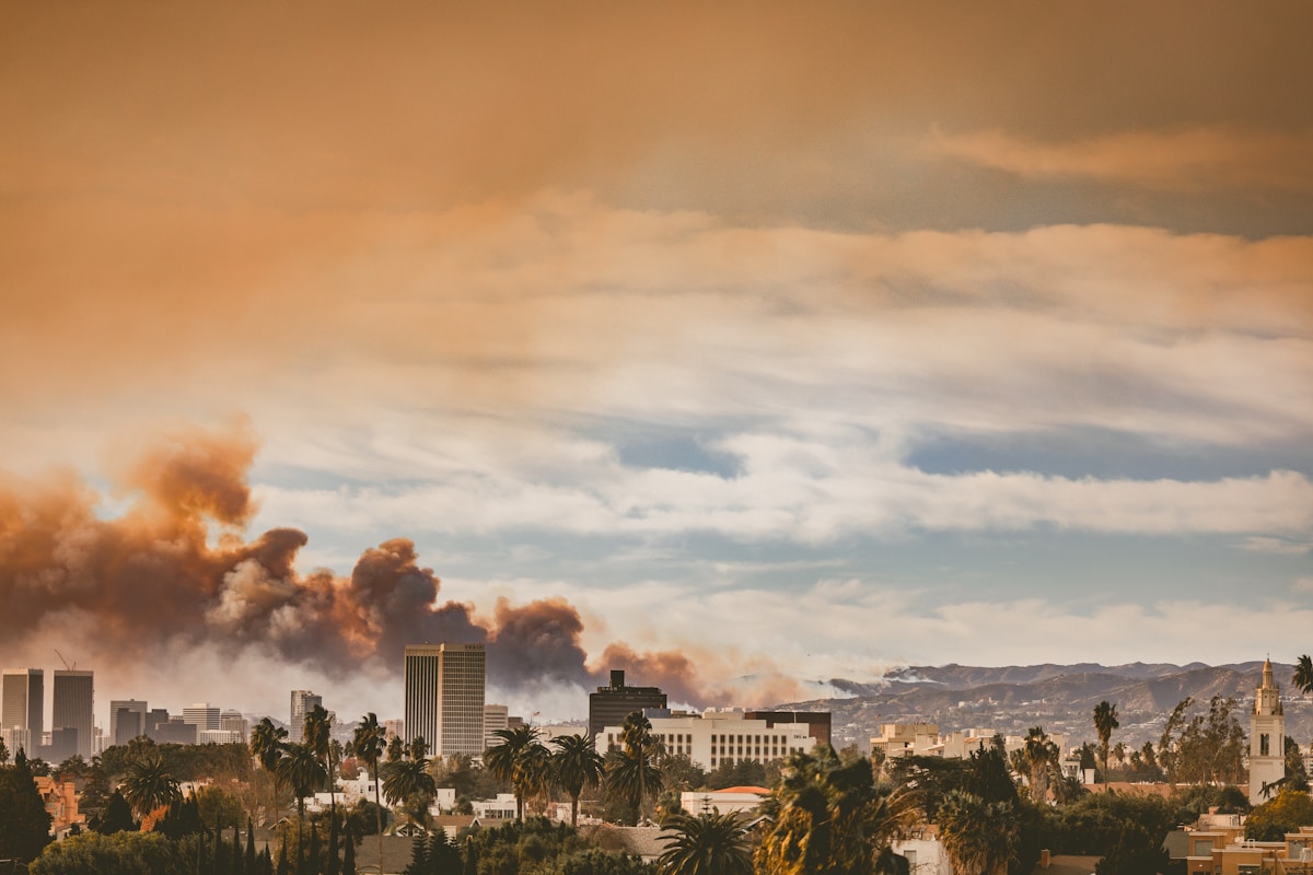 Smoke rising from a Southern California wildfire