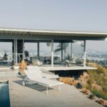 Modern Los Angeles luxury home with fire-resistant features overlooking the city