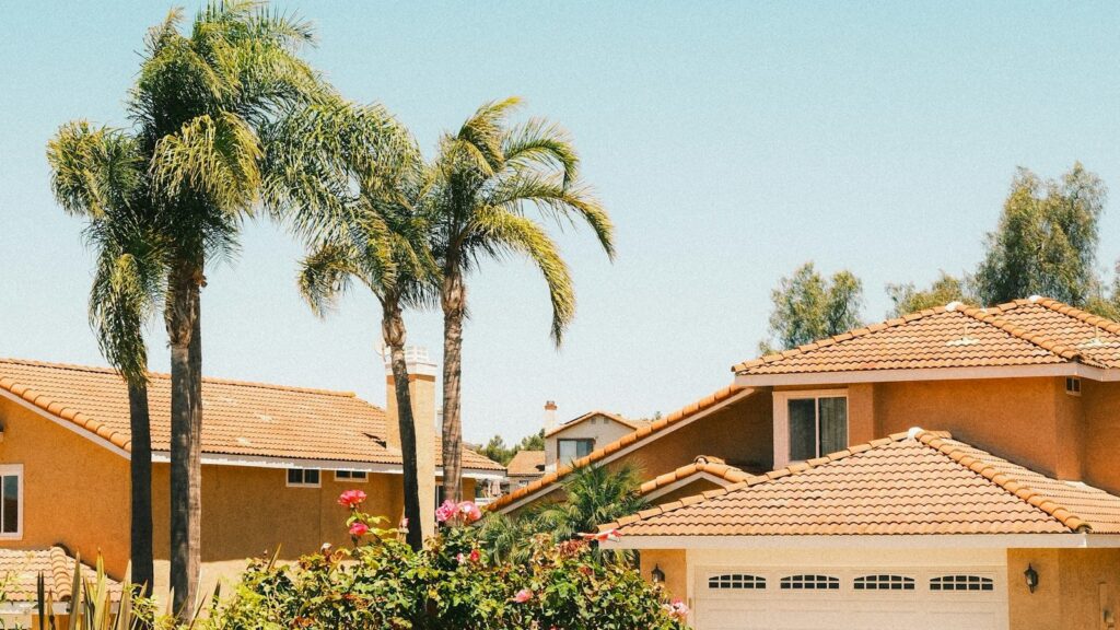 Southern California homes with tile roofs and palm trees in a Thousand Oaks style neighborhood in 2026